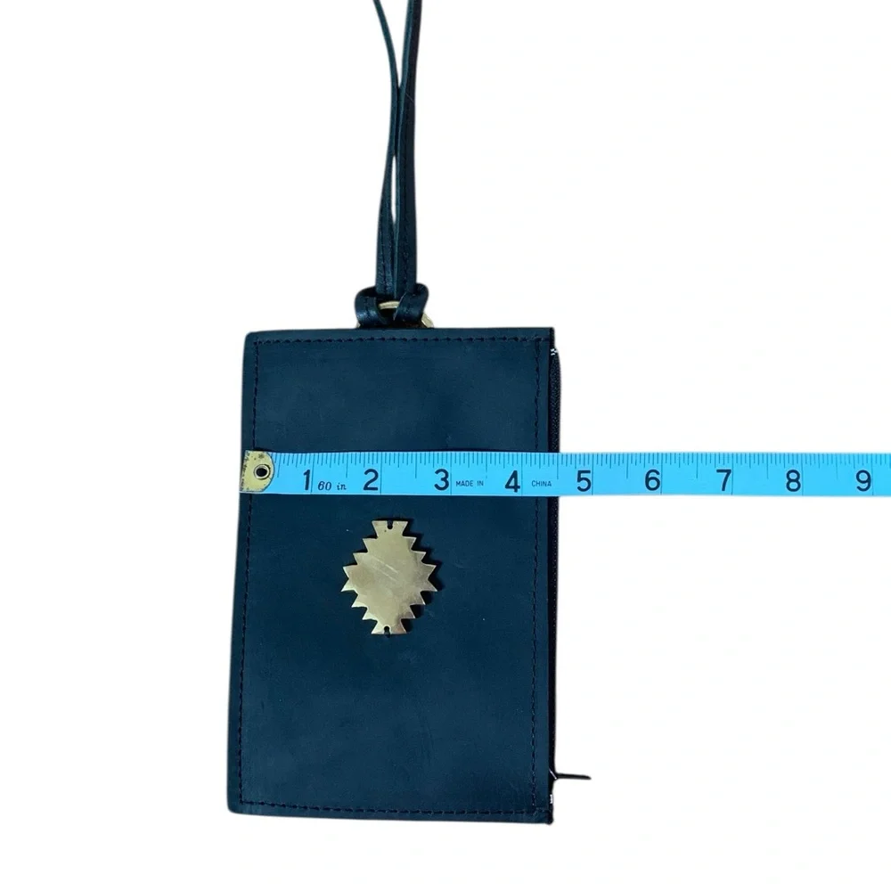 🖤 Nena & Co. Black Leather & Brass Clutch/Wristlet/Lanyard